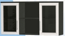 Антресоль большая с двумя стеклодверями ДЛЯ ГОСТИНОЙ АБС-2 Венге/Дуб выбеленный в Верхоянске - verhoyansk.katalogmebeli.com | фото