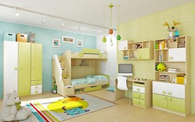 Детская комната Эппл (Зеленый/Белый/корпус Клен) в Верхоянске - verhoyansk.katalogmebeli.com | фото 3
