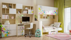 Детская комната Флёр (Белый/корпус Клен) в Верхоянске - verhoyansk.katalogmebeli.com | фото