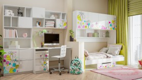 Детская комната Флер (Белый/корпус Выбеленное дерево) в Верхоянске - verhoyansk.katalogmebeli.com | фото 2