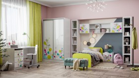 Детская комната Флер (Белый/корпус Выбеленное дерево) в Верхоянске - verhoyansk.katalogmebeli.com | фото 1