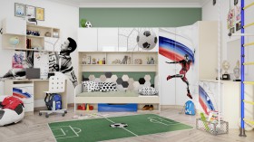 Детская комната Футбол ЧМ (Белый/Синий/корпус Клен) в Верхоянске - verhoyansk.katalogmebeli.com | фото 2