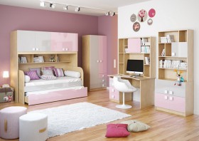 Детская комната Грэйси (Розовый/Серый/корпус Клен) в Верхоянске - verhoyansk.katalogmebeli.com | фото 2