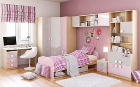 Детская комната Грэйси (Розовый/Серый/корпус Клен) в Верхоянске - verhoyansk.katalogmebeli.com | фото 3
