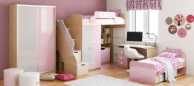 Детская комната Грэйси (Розовый/Серый/корпус Клен) в Верхоянске - verhoyansk.katalogmebeli.com | фото 5