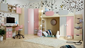 Детская комната Грэйси (Розовый/Серый/корпус Клен) в Верхоянске - verhoyansk.katalogmebeli.com | фото 1