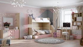 Детская комната Грэйси (Розовый/Серый/корпус Клен) в Верхоянске - verhoyansk.katalogmebeli.com | фото 12