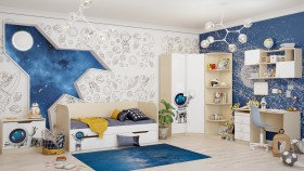 Детская комната Санни (Белый/корпус Клен) в Верхоянске - verhoyansk.katalogmebeli.com | фото 2
