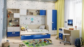 Детская комната Скай Люкс (Синий/Белый/корпус Клен) в Верхоянске - verhoyansk.katalogmebeli.com | фото