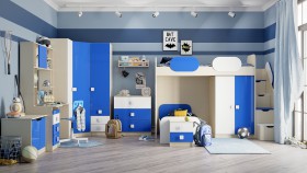 Детская комната Скай Люкс (Синий/Белый/корпус Клен) в Верхоянске - verhoyansk.katalogmebeli.com | фото 7