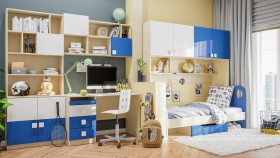 Детская комната Скай Люкс (Синий/Белый/корпус Клен) в Верхоянске - verhoyansk.katalogmebeli.com | фото 9