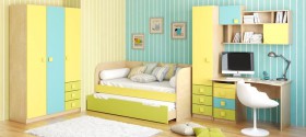 Детская комната Смайли (Желтый/Голубой/Зеленый/корпус Клен) в Верхоянске - verhoyansk.katalogmebeli.com | фото