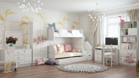 Детская комната Совушки (Белый/корпус Выбеленное дерево) в Верхоянске - verhoyansk.katalogmebeli.com | фото 3
