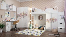 Детская комната Совушки (Белый/корпус Выбеленное дерево) в Верхоянске - verhoyansk.katalogmebeli.com | фото
