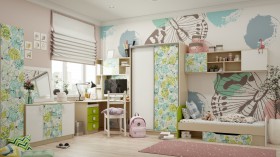Детская комната Твит (Белый/Зеленый/корпус Клен) в Верхоянске - verhoyansk.katalogmebeli.com | фото 1