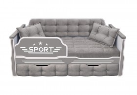 Кровать 160 серии Спорт 2 ящика 45 Серый (подушки) в Верхоянске - verhoyansk.katalogmebeli.com | фото