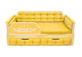 Кровать 160 серии Спорт 2 ящика 74 Жёлтый (мягкие боковые накладки) в Верхоянске - verhoyansk.katalogmebeli.com | фото