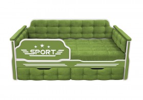 Кровать 160 серии Спорт 2 ящика 76 Зелёный (мягкие боковые накладки) в Верхоянске - verhoyansk.katalogmebeli.com | фото