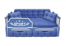 Кровать 160 серии Спорт 2 ящика 85 Синий (подушки) в Верхоянске - verhoyansk.katalogmebeli.com | фото