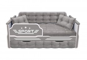Кровать 190 серии Спорт 1 ящик 45 Серый (подушки) в Верхоянске - verhoyansk.katalogmebeli.com | фото