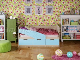 Кровать Бабочки 1,6м (Голубой матовый) в Верхоянске - verhoyansk.katalogmebeli.com | фото