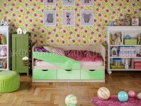 Кровать Бабочки 1,6м (Салатовый металлик) в Верхоянске - verhoyansk.katalogmebeli.com | фото