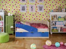 Кровать Бабочки 1,6м (Синий металлик) в Верхоянске - verhoyansk.katalogmebeli.com | фото