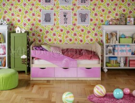 Кровать Бабочки 1,6м (Сиреневый металлик) в Верхоянске - verhoyansk.katalogmebeli.com | фото