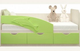 Кровать детская 1,6м Дельфин (Салатовый металлик) в Верхоянске - verhoyansk.katalogmebeli.com | фото