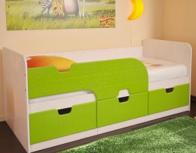 Кровать детская Минима 1,86м с ящиками (дуб атланта/лайм глянец) в Верхоянске - verhoyansk.katalogmebeli.com | фото