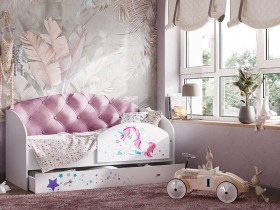 Кровать детская Звездочка Белый/Розовый в Верхоянске - verhoyansk.katalogmebeli.com | фото
