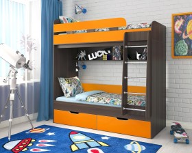 Кровать двухъярусная Юниор-5  Бодего/Оранжевый в Верхоянске - verhoyansk.katalogmebeli.com | фото