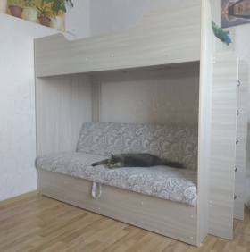 Кровать двухъярусная с диваном (Беленый дуб) в Верхоянске - verhoyansk.katalogmebeli.com | фото