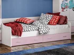 Кровать Fashion-1 Вега 0,9 м (Белый/Розовый) в Верхоянске - verhoyansk.katalogmebeli.com | фото