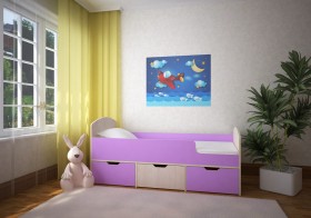 Кровать Малыш-мини Дуб молочный/Ирис в Верхоянске - verhoyansk.katalogmebeli.com | фото