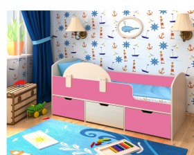 Кровать Малыш-мини Дуб молочный/Розовый в Верхоянске - verhoyansk.katalogmebeli.com | фото