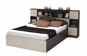 Кровать с прикроватным блоком КР 552 Спальня Basya (венге/белфорт) в Верхоянске - verhoyansk.katalogmebeli.com | фото