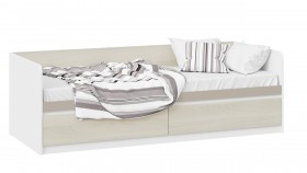 Кровать «Сканди» с 2 ящиками Дуб Гарден/Белый/Глиняный серый в Верхоянске - verhoyansk.katalogmebeli.com | фото 1