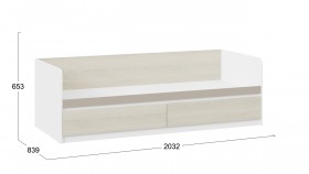 Кровать «Сканди» с 2 ящиками Дуб Гарден/Белый/Глиняный серый в Верхоянске - verhoyansk.katalogmebeli.com | фото 3