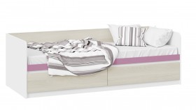 Кровать «Сканди» с 2 ящиками Дуб Гарден/Белый/Лиловый в Верхоянске - verhoyansk.katalogmebeli.com | фото