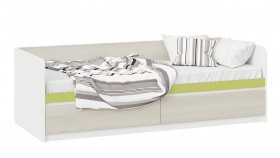 Кровать «Сканди» с 2 ящиками Дуб Гарден/Белый/Зеленый в Верхоянске - verhoyansk.katalogmebeli.com | фото