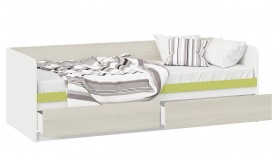 Кровать «Сканди» с 2 ящиками Дуб Гарден/Белый/Зеленый в Верхоянске - verhoyansk.katalogmebeli.com | фото 2