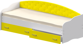 Кровать Софа-7 с мягкой спинкой (800х1900) Белый/Желтый в Верхоянске - verhoyansk.katalogmebeli.com | фото