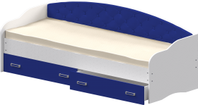 Кровать Софа-7 с мягкой спинкой (800х1900) Белый/Синий в Верхоянске - verhoyansk.katalogmebeli.com | фото