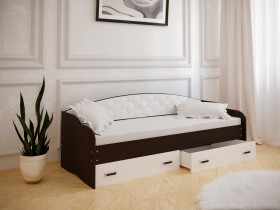 Кровать Софа-7 с мягкой спинкой (800х1900) Венге/ Белый в Верхоянске - verhoyansk.katalogmebeli.com | фото
