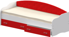 Кровать Софа-7 с мягкой спинкой (800х2000) Белый/Красный в Верхоянске - verhoyansk.katalogmebeli.com | фото