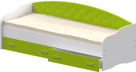 Кровать Софа-7 с мягкой спинкой (800х2000) Белый/Лайм в Верхоянске - verhoyansk.katalogmebeli.com | фото