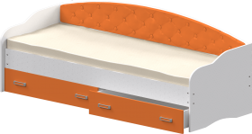 Кровать Софа-7 с мягкой спинкой (800х2000) Белый/Оранжевый в Верхоянске - verhoyansk.katalogmebeli.com | фото