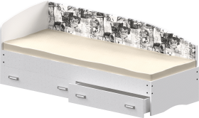 Кровать Софа-9 с мягкой спинкой с рисунком Милана (900х1900) Белый в Верхоянске - verhoyansk.katalogmebeli.com | фото