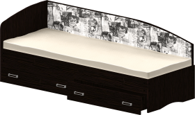 Кровать Софа-9 с мягкой спинкой с рисунком Милана (900х2000) Венге в Верхоянске - verhoyansk.katalogmebeli.com | фото